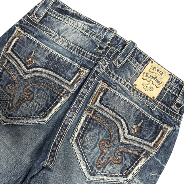 Rock Revival baggy/straight leg unisex designer Jeans(w32)