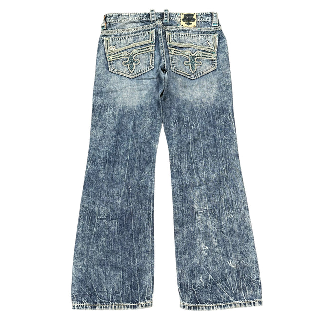 Rock Revival baggy/straight leg unisex designer jeans(w34)