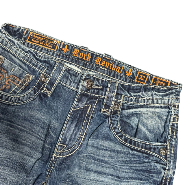 Rock Revival baggy/straight leg unisex designer Jeans(w32)