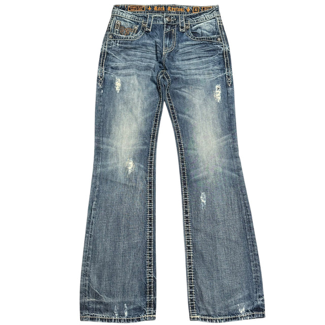 Rock Revival baggy/straight leg unisex designer Jeans(w32)