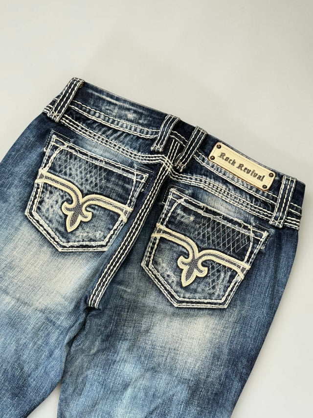 Rock Revival Straight leg unisex designer jeans(w30)