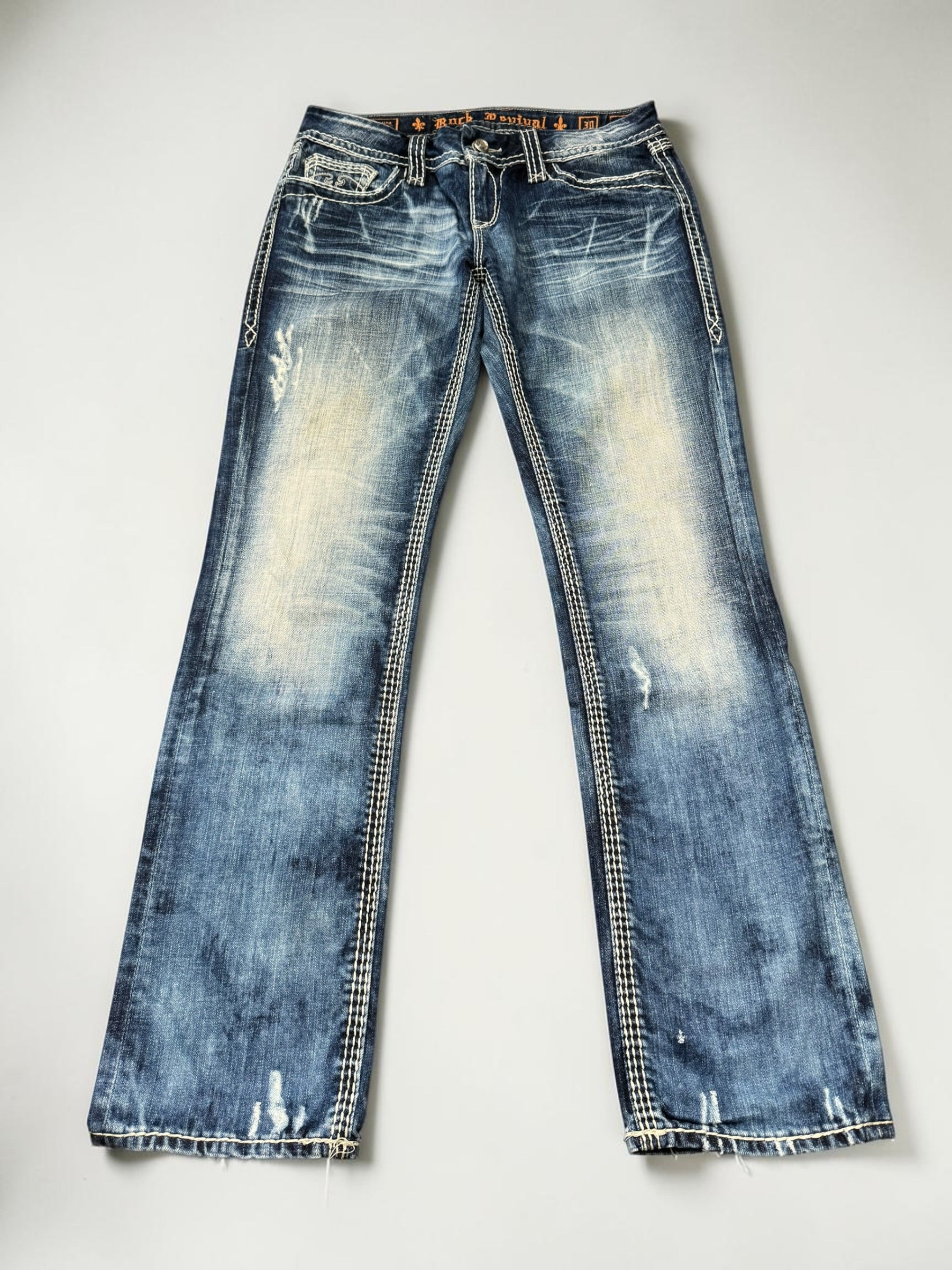 Rock Revival Straight leg unisex designer jeans(w30)