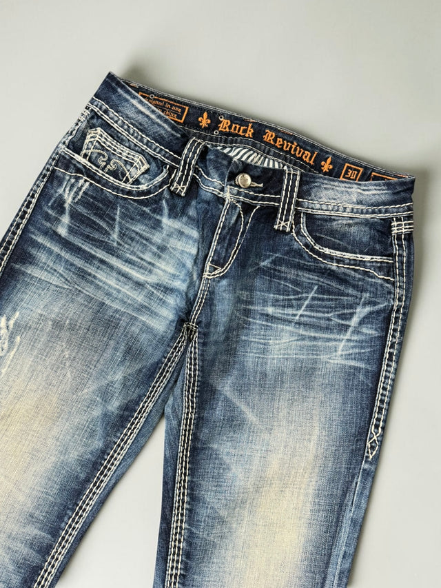 Rock Revival Straight leg unisex designer jeans(w30)